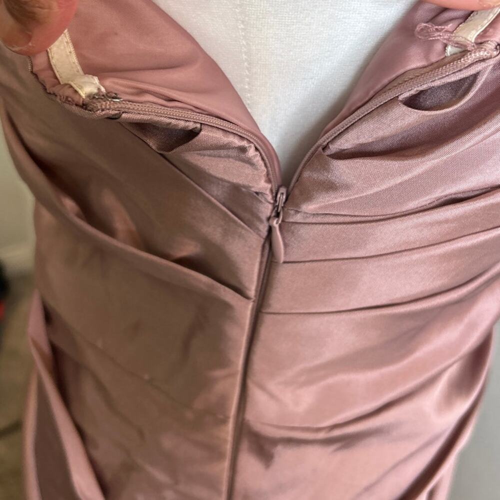 Patra One-Shoulder Formal Gown Ruched Bodice Dusty Pink 8 Prom Wedding - Picture 6 of 9